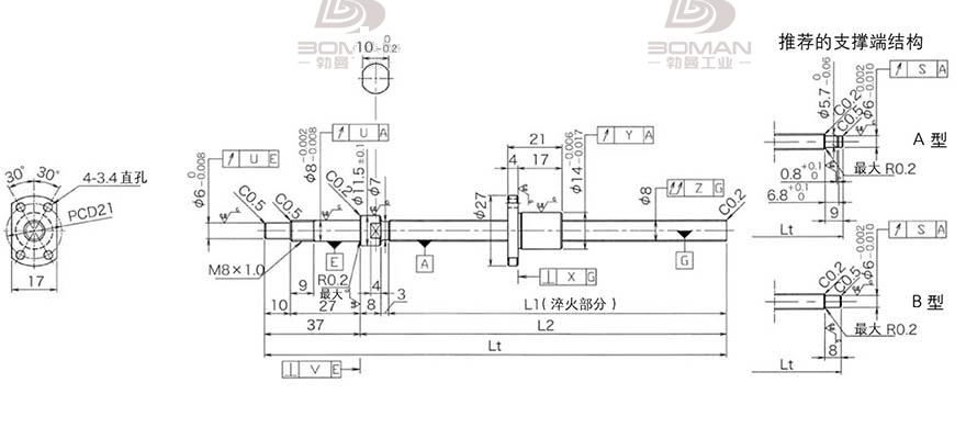 KURODA DP0802JS-HDNR-0180B-C3F 黑田丝杆代用