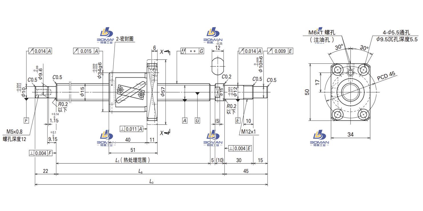 W1505FA-4-C5T10-SA标准滚珠丝杠